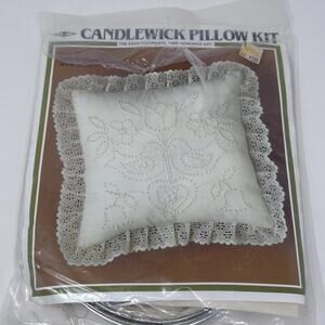 Vintage Candlewick Pillow Kit - Birds & Hearts Open Package Loop Included
